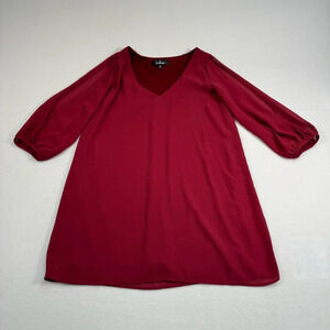Lulus Sheer Split Long Sleeve Maroon Mini Dress Womens Size Medium Lined